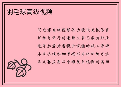 羽毛球高级视频